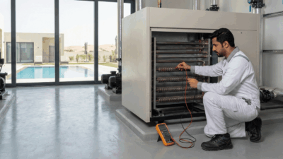 صيانة وتصليح سخان مسبح مركزي في الكويت - عالم الأضواء