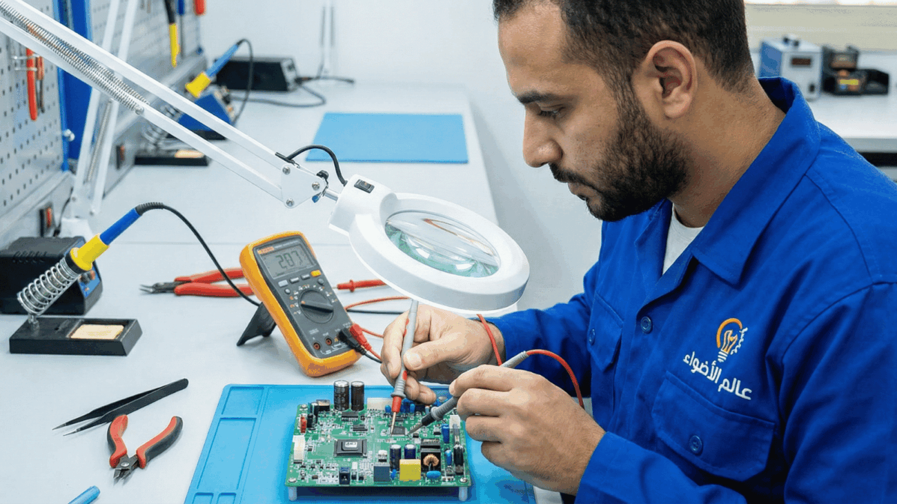 فحص وتصليح اعطال بوردة كنترول مضخات - عالم الأضواء الكويت
